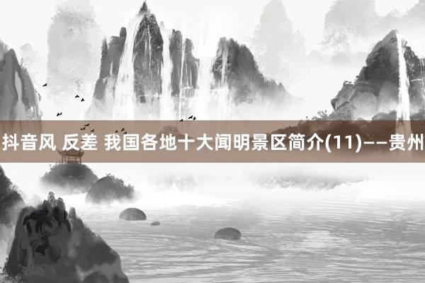 抖音风 反差 我国各地十大闻明景区简介(11)——贵州