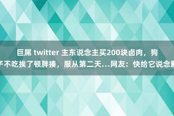 巨屌 twitter 主东说念主买200块卤肉，狗子不吃挨了顿胖揍，服从第二天…网友：快给它说念歉